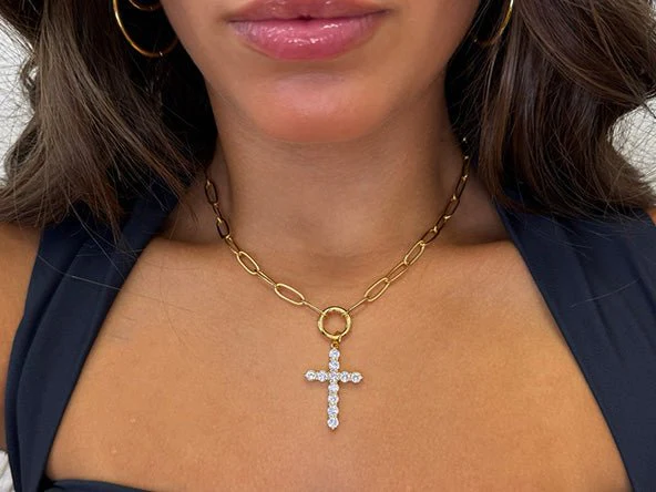 Large Sparkling Cross Pendant - Image 3