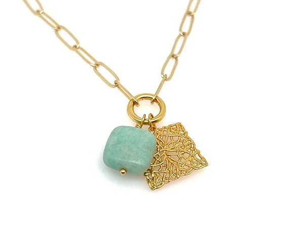Vintage | Square Amazonite Pendant - Image 3